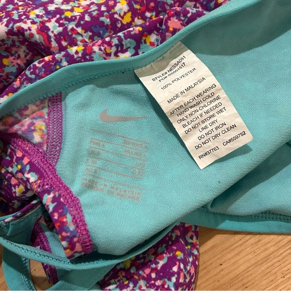 Nike Pixel Party Spiderback One Piece Purple & Teal Swimsuit - Women’s Size 4 - Picture 3 of 6